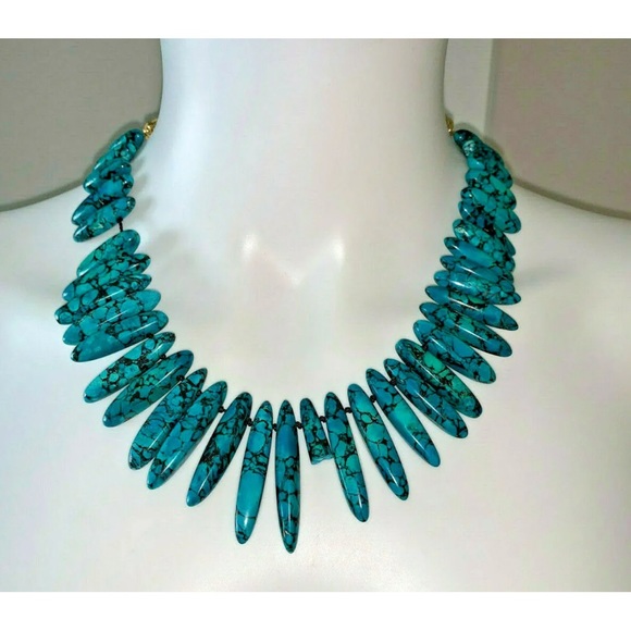 JANNA CONNER turquoise collar statement boho necklace - Picture 2 of 6